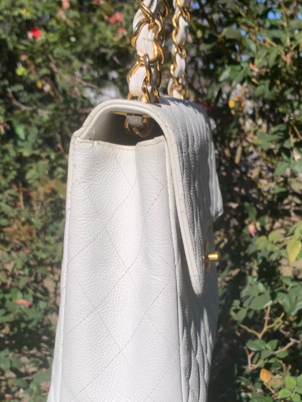 CHANEL Classic White Classic Flap Handbag, Caviar, 24k Hardware, 1997 era - Picture 17 of 17